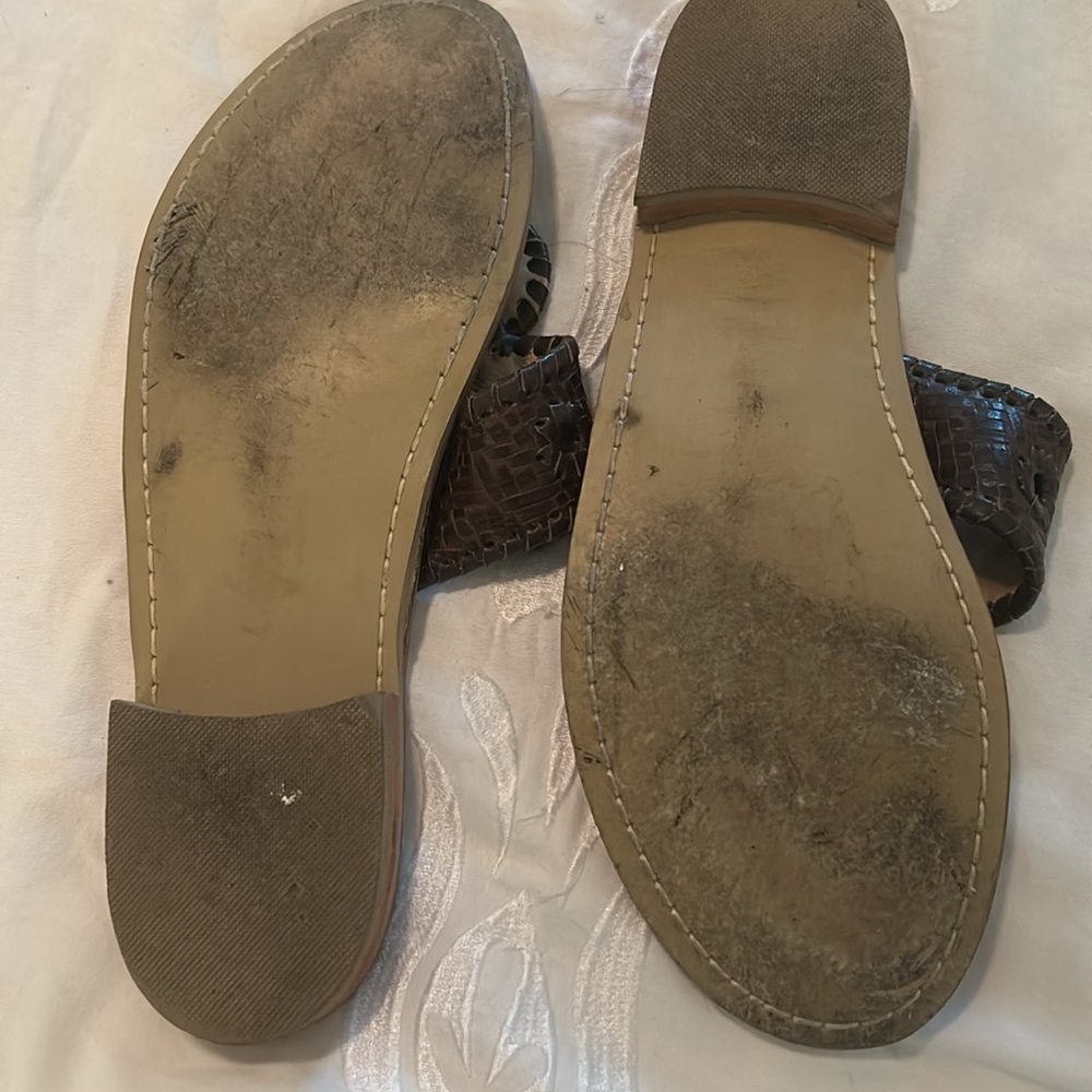 Jack Rogers Dark Brown Woven Leather Sandals SZ 8 - Picture 4 of 7